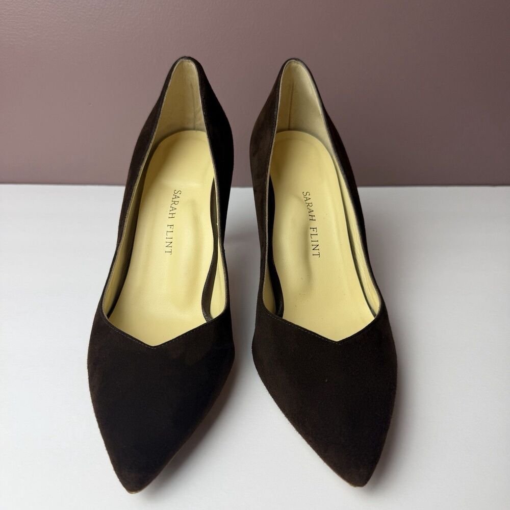 Sarah Flint Perfect Pump 85 Heels Shoes Espresso Brown Suede Leather Size US 7 - Picture 4 of 8